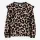 Meisjes blouse met ruches en luipaardprint