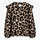 Meisjes blouse met ruches en luipaardprint