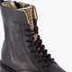 Leren meisjes veterboots met luipaard details zwart
