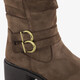 Dames biker boots met hak bruin