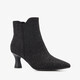 Dames glitter enkellaarsjes met hak zwart