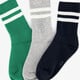 3 paar kindersokken met streepjes groen grijs zwart