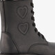 Meisjes veterboots met hartjes zwart