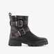 Leren dames biker boots zwart