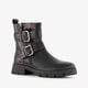 Leren dames biker boots zwart