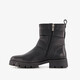 Leren dames biker boots zwart