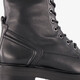 Leren dames veterboots zwart
