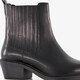 Leren dames Chelsea boots met hak zwart