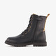Meisjes veterboots met luipaard details zwart