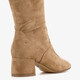 Suèdelook dames laarzen met hak beige