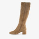 Suèdelook dames laarzen met hak beige