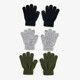 3 paar touchscreen handschoenen zwart grijs groen