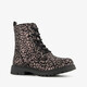Meisjes veterboots met luipaardprint brons