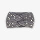 Gebreide dames hoofdband met parels grijs