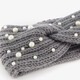 Gebreide dames hoofdband met parels grijs