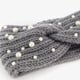 Gebreide dames hoofdband met parels grijs