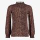 Meisjes top met lange mouwen en panterprint bruin