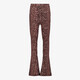 Flared meisjes broek met panterprint bruin