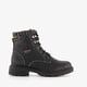 Dames veterboots met gebreid detail zwart