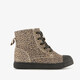 Leren meisjes veterschoenen met panterprint bruin
