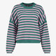Dames trui gestreept groen/roze/wit