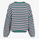 Dames trui gestreept groen/roze/wit