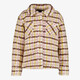 Meisjes teddy shacket met strepen beige roze