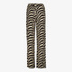 Wide leg dames broek met zebraprint zwart beige