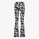 Flared dames broek met bloemenprint zwart wit