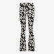 Flared dames broek met bloemenprint zwart wit
