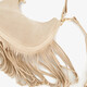 Dames schoudertas met franjes beige
