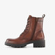 Leren dames veterboots cognac