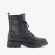 Dames veterboots met luipaardprint zwart