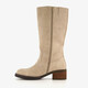 Leren dames laarzen met hak beige