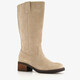 Leren dames laarzen met hak beige