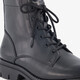 Dames veterboots met luipaardprint zwart