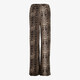 Dames wide leg broek met panterprint bruin