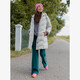 Dames wide leg broek met bies groen