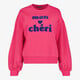 Dames sweater met blauwe tekstopdruk roze