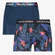 Heren boxershorts met blaadjesprint 2-pack blauw