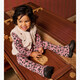 Flared meisjes broek met bloemenprint roze zwart
