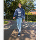 Heren trui donkerblauw wit