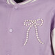 Meisjes baseball jas met kralen strik paars wit