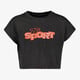 Osaga cropped meisjes sport T-shirt met tekstopdruk zwart
