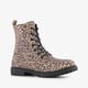 Meisjes veterboots met panterprint bruin