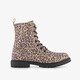 Meisjes veterboots met panterprint bruin
