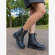 Leren meisjes veterboots zwart