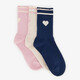 3 paar kindersokken met hartjes roze beige blauw