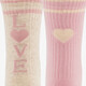 3 paar kindersokken met hartjes roze beige blauw