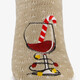 1 paar dames kerst huissokken met wijnglas beige